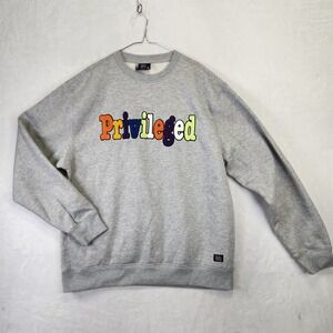 Bleecker & Mercer‎ Privileged Chenille Graphic Sweatshirt Gray Mens 2X Pullover